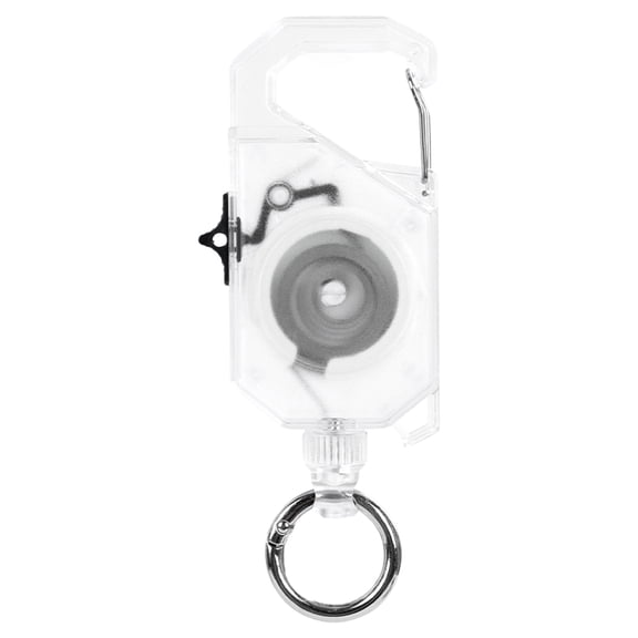 Heavy Duty Retractable Badge Reel - Thickened Retractable Carabiner Keychain with 47" Retractable Cord, Anti-Lost ID Holder for Secure Access Control, Ideal for Outdoor Hiking, 1Pc(White,4.6x1.8")