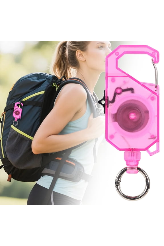 Heavy Duty Retractable Carabiner Keychain Badge Reel, Anti-Lost ID Holder for Secure Access, Retractable Key & Tool Tether, Portable for Outdoor, Fishing, Camping, Work, Pink