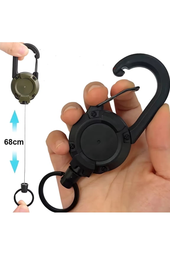 Retractable Carabiner Keychain, Steel Wire Cord Badge Holder for Keys, Work ID and Security Passes, TIKA