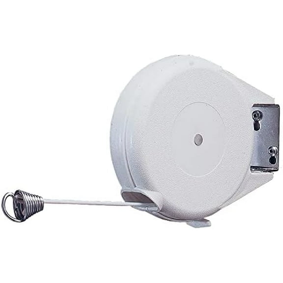 Heavy Duty Retractable Clothes line Outdoors and Indoors - 50 Feet Laundry Clothesline Cable for Drying Clothes and Linen - Retracting Clothesline Indoor Outdoor Dryer for Home (White)