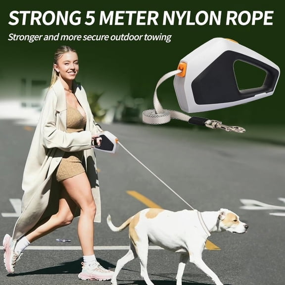 Heavy-Duty Retractable Dog Leash for Large Dogs, 16ft with Pause/Lock System and One-Hand Brake, 110 lbs Capacity, Durable Nylon for Walking, Training, and Strong Pullers