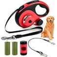 thumbnail image 1 of Heavy Duty Retractable Dog Leash for Large Dogs, 26ft with Chew Proof Cable, LED Light, Dispenser, 2 Poop Bags. 360° No Tangle, One Button Brake & Lock, for Dogs Up to 110Lbs. (White, 26FT), 1 of 6