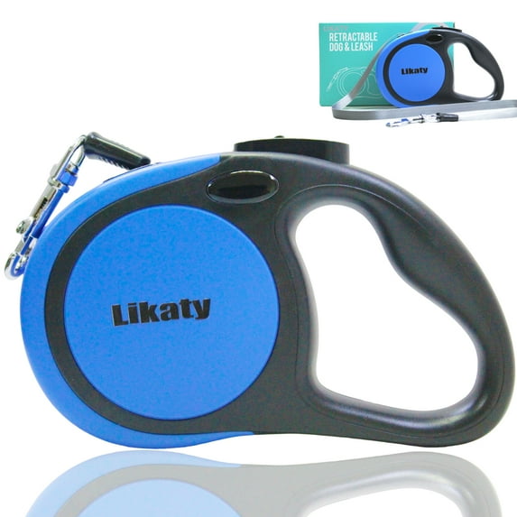 Heavy Duty Retractable Dog Leash,Likaty 10-16ft Strong & Durable Walking Leash for S to L Dogs up to 30/45 lbs Non Slip Grip Leashes for Small Medium Dogs,Blue