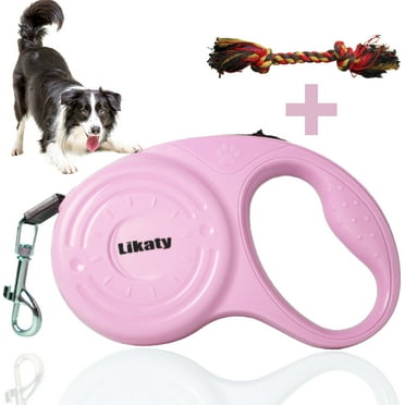Heavy Duty Retractable Dog Leash,Likaty 16ft Strong & Durable Walking Leash for S to L Dogs up to 30/45 lbs Non Slip Grip Leashes for Small Medium Dogs,Pink