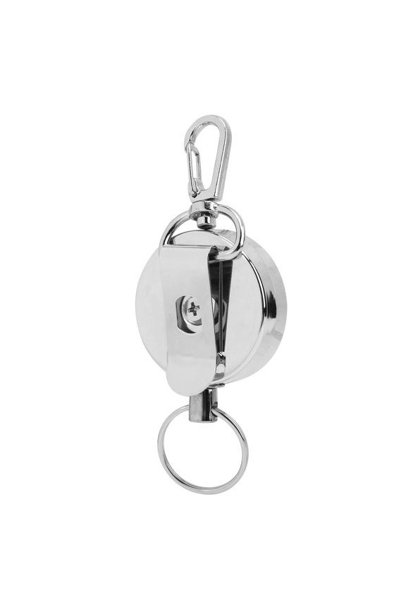 Heavy-Duty Retractable Key Chain, Retractable Key Built-in Spring Silver For Daily Life And Outdoor For A Clip On The Back