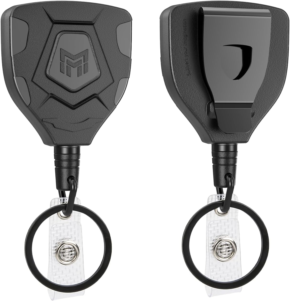 Heavy Duty Retractable Keychain with Belt Clip, ID Badge Reel Key Chain, Badge Holder with 31.5' Steel Cord and Key Ring, 9.0oz, 2-Pack