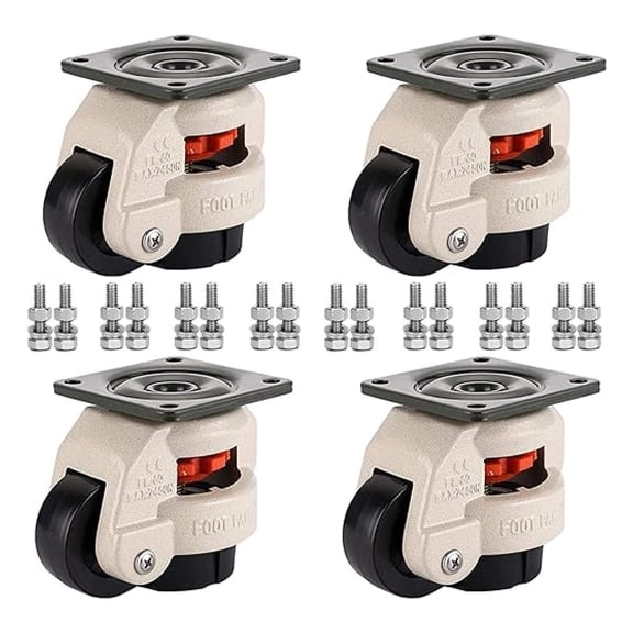 Heavy Duty Retractable Leveling Casters 2400lbs Capacity Platform Truck Workbench Machine Set of 4
