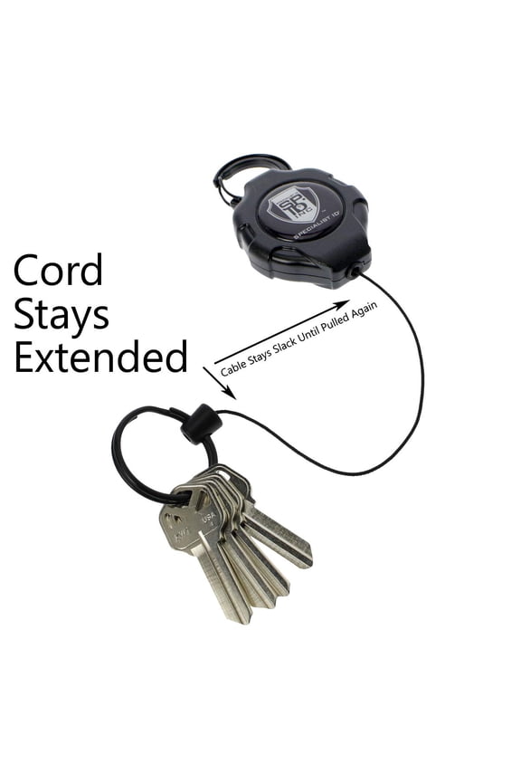 Heavy Duty Retractable Ratchit Keychain Tether Reel for Multiple Keys with Clip - Stays Extended Kevlar Cord Lanyard Leash - (Carabiner Attachment)