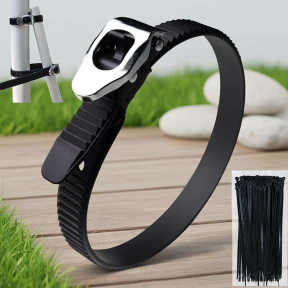 Heavy Duty Reusable Ratcheting Cable Ties with Stainless Steel Buckle, Ultimate Grip Lock Straps that Do Not Require Assembly, Adjustable Multipurpose Ratchet Grip Straps for Secure Anything