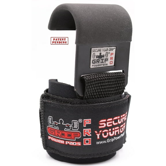 Heavy Duty Reversed PRO Metal Lifting Steel Hooks 6mm Thick Neoprene Padded Wrist Wraps Best Power WeightLifting Training Set of 2 600LB Pull Rating