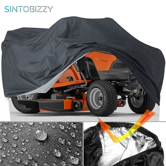 Heavy-Duty Riding Lawn Mower Cover, Waterproof & Sun UV Resistant, Fits up to 54-Inch Deck Tractors (72"x54") for Outdoor Storage, Black