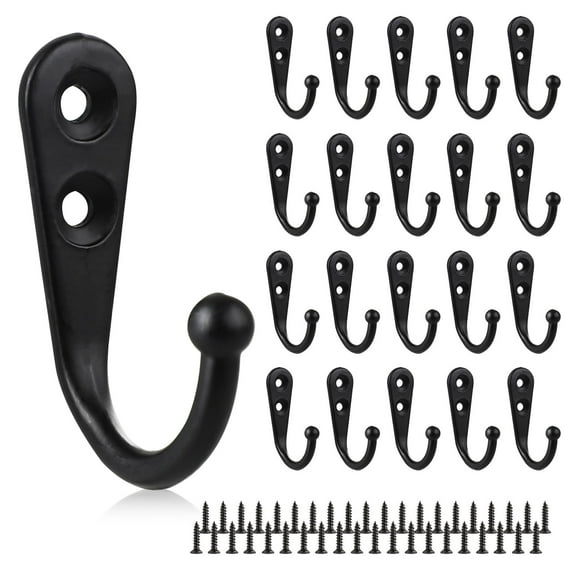 Heavy Duty Robe Hook Retro Wall Hanger Rustproof Hardware for Hanging Coat Towel Clothes, 10-Pack Black