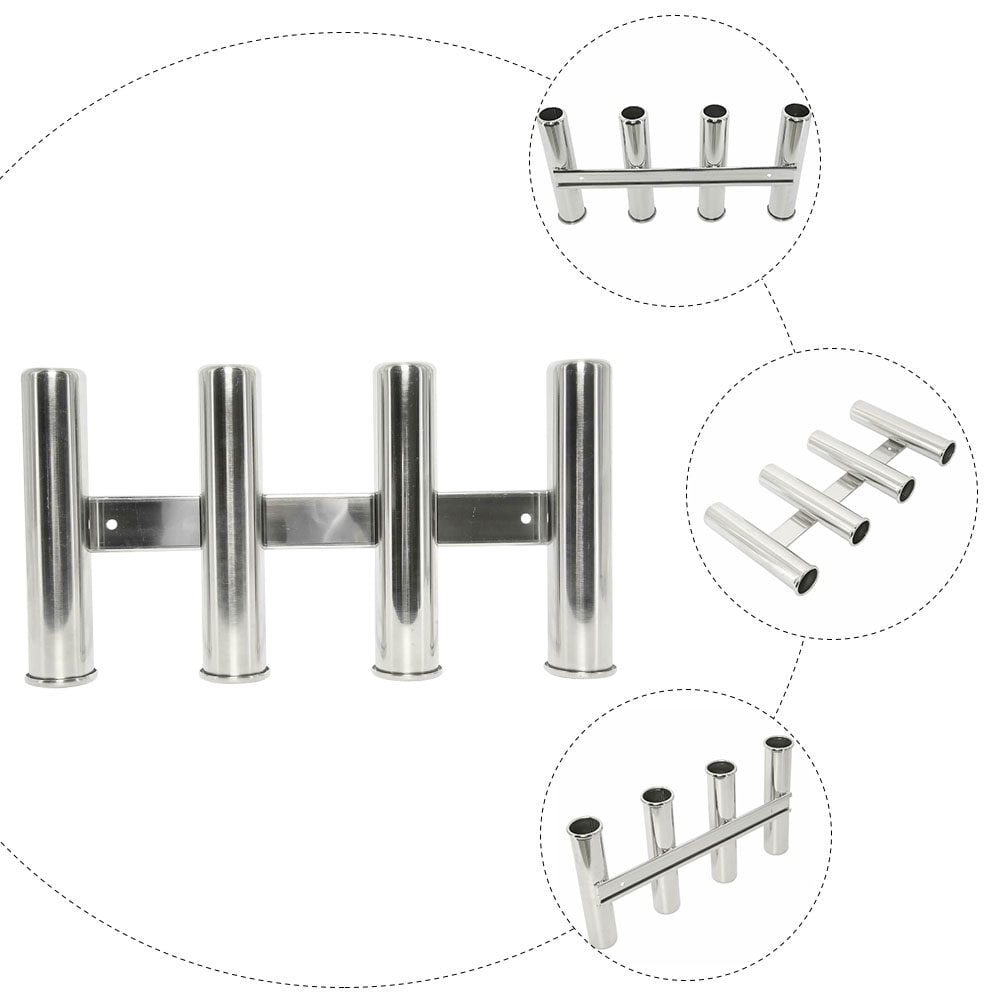 Heavy Duty Rod Rack Fishing Rod Holder Marine Stainless Steel 4 Tubes
