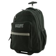K-Cliffs Heavy Duty Rolling School Backpack with Wheels, Water-Resistant Polyester Bookbag, Unisex, Black