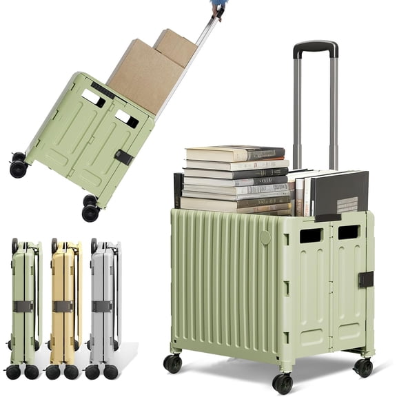 Heavy Duty Rolling Cart for Stairs:Collapsible Utility Crate with Wheels & Handle Foldable Tote Box for Toolbox Trade Show Supplies Teachers ile Storage Cart with Lid