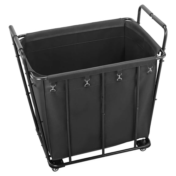 Heavy Duty Rolling Cart with Removable Waterproof Liner,260 LB Capacity Utility Cart for Grocery Shopping,Laundry,Camping&Travel,Black