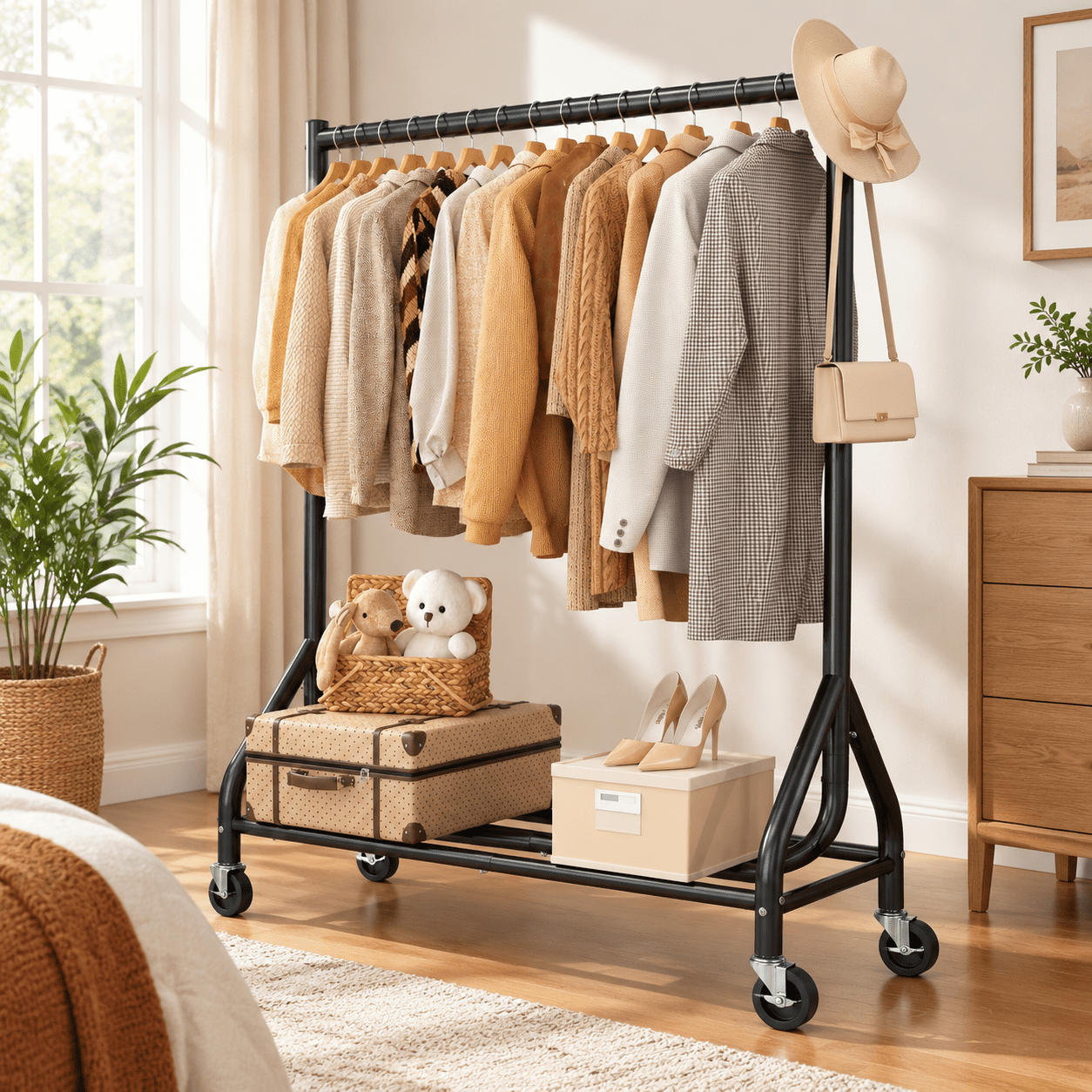 Heavy Duty Rolling Clothes Rack, Black, 43.3″×18.9″×63″, Sturdy Metal ...