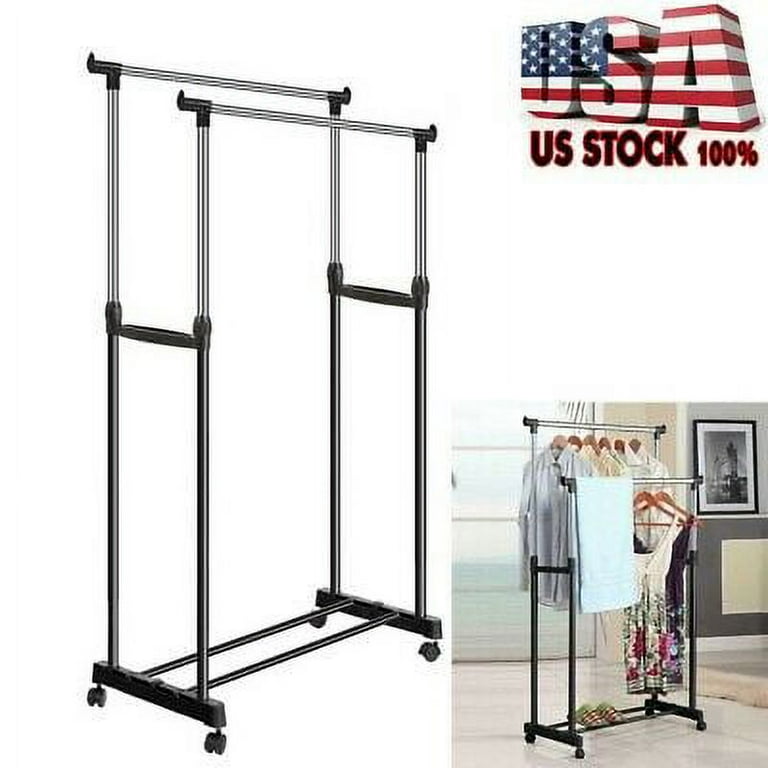 Mainstays Adjustable Rolling Garment Rack Metal Chrome,, 46 OFF