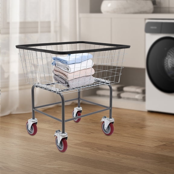 Heavy-Duty Rolling Laundry Cart with Removable Basket, 110 lbs Capacity, Lockable Wheels, Steel Frame Organizer for Home & Laundry Room