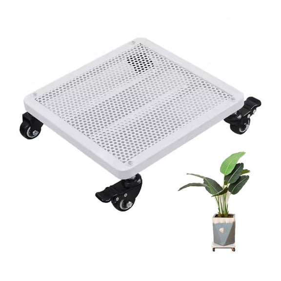 Heavy Duty Rolling Plant Stand with Lockable Wheels,Square Metal Planter Caddy Roller on Rubber Casters,Plant Dolly Flower Pot Mover for Indoor Outdoor