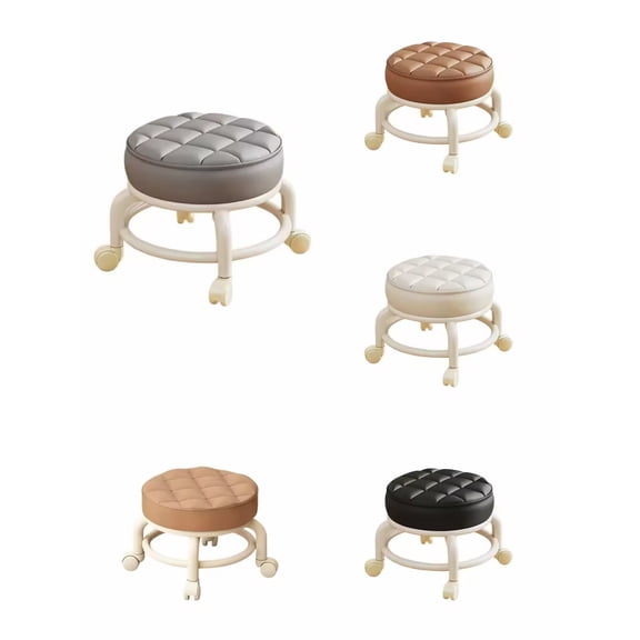 Heavy-Duty Rolling Stool - 360° Swivel Wheels Ergonomic Cushioned Seat Mobile Work Stool Kitchen Craft Station Compact Home Stool(Gray)