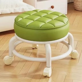 Heavy-Duty Rolling Stool - 365° Swivel Wheels Ergonomic Cushioned Seat Mobile Work Stool Kitchen Craft Station Compact Home Stool(Green-B)