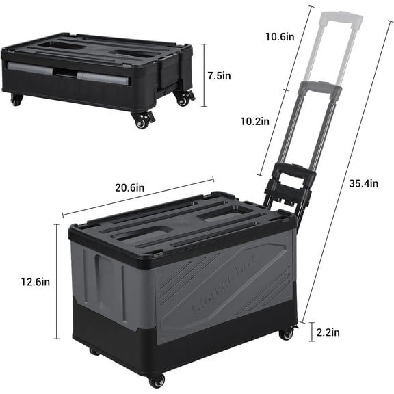 Heavy Duty Rolling Storage Cart with Wheels, Collapsible Utility Bin for Closet Office Garage