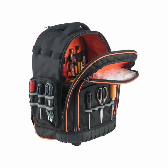 Heavy Duty Rolling Tool Backpack with 110 lbs Capacity and 45 Pockets, Telescoping Handle for Construction and Mechanics