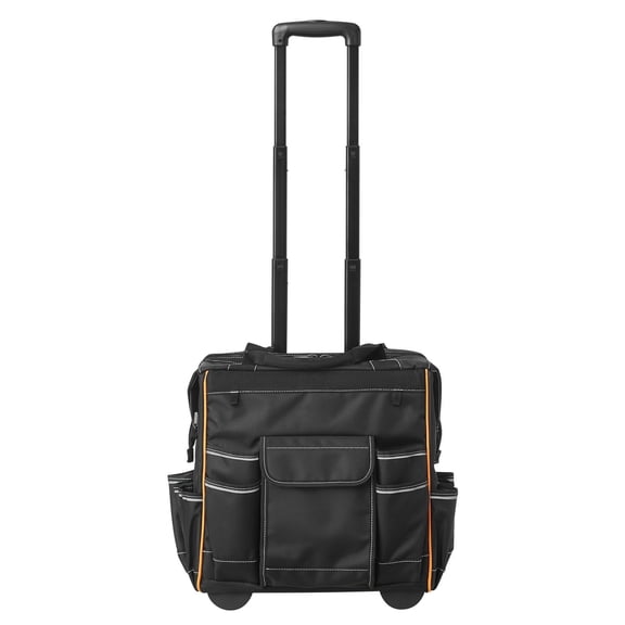 Rolling Tool Bag, 110 lbs Load Capacity, 25 Pockets Heavy Duty Roller Tool Bag on Wheels, Adjustable Telescoping Handle & Stable Base, Toolbag Organizers with Wheels for Construction, Mechanic