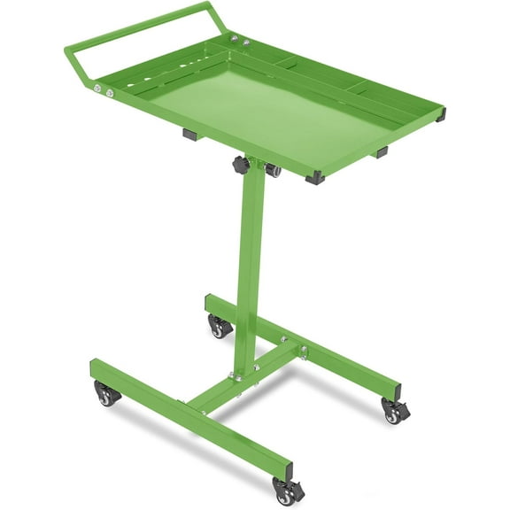 Heavy Duty Rolling Work Table with Wheels, 220 LBS Load Capacity, Mobile Adjustable Workbench for Garage Workshop, DIY, and Crafting, Steel Frame，Green
