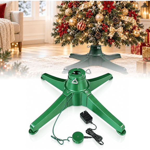 Heavy-Duty Rotating Christmas Tree Stand, 360° Rotating Base (65cm/25.5in) | Base Giratoria Para Arbol de Navidad for Artificial Trees Up to 9.8 Ft for Holiday Tree Display & Decorations