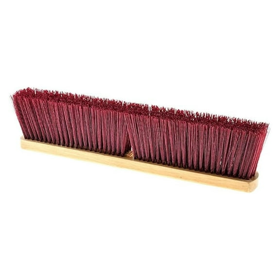 18" Heavy-Duty Push Broom Head  Rough Surface Brush with Threaded Block, Durable Stiff Bristles for Garage, Driveway & Jobsite