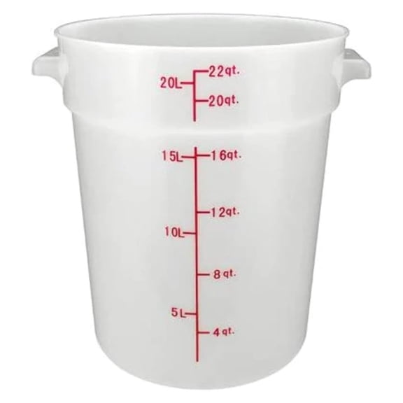 Heavy-Duty Round Food Storage Container, 22 Quart, White