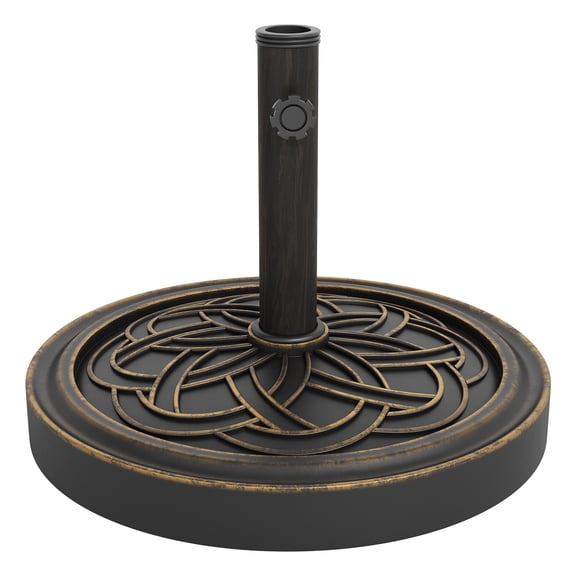 Heavy Duty Round Patio Umbrella Base – 26.5 lb Resin Stand – Adjustable Pole Adapter for 1.5"-2.1" Poles – Fits 7.5-11FT Outdoor Umbrellas –Stable Rust-Resistant Deck & Poolside Holder–Antique Bronze