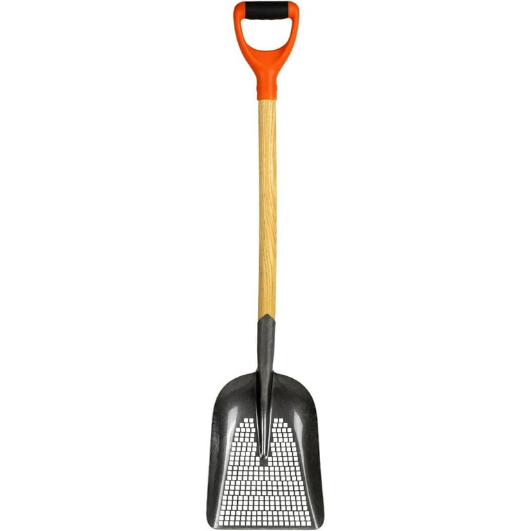 Heavy Duty Round Point Digging Shovel Steel Shovel Sand Sifter Digger Sifting Scoop Shovel Beach Farm Chicken coop Goat stall Sand Poop Cleaning