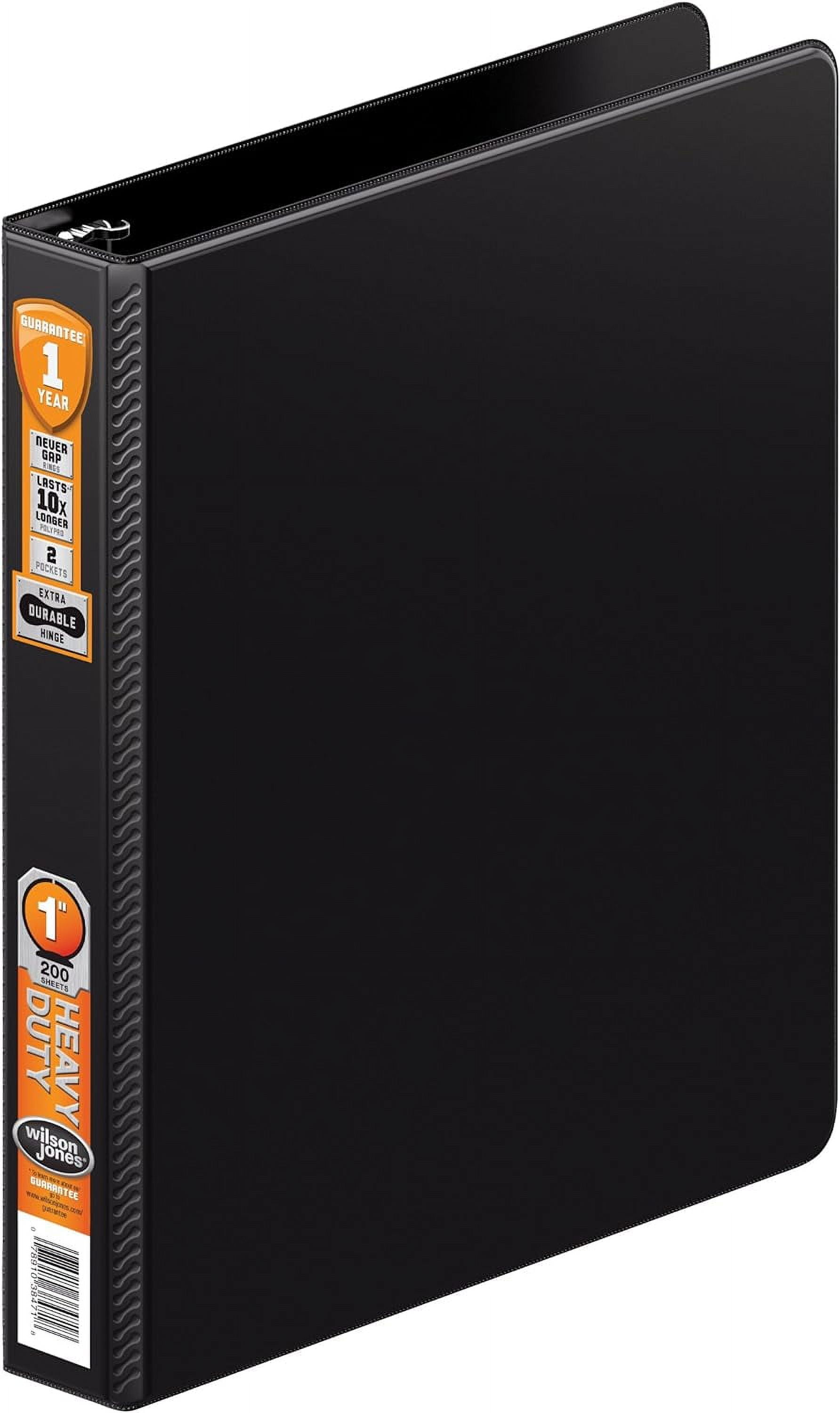 Heavy Duty Round Ring Binder With Extra Durable Hinge, 1Inch, Black