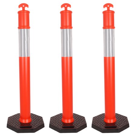 Heavy Duty Rubber Base 3 Pack, 45" Traffic Delineator Posts Safety Cones with UV Resistant Reflective Collars and Portable for School Zones, Parking Lots