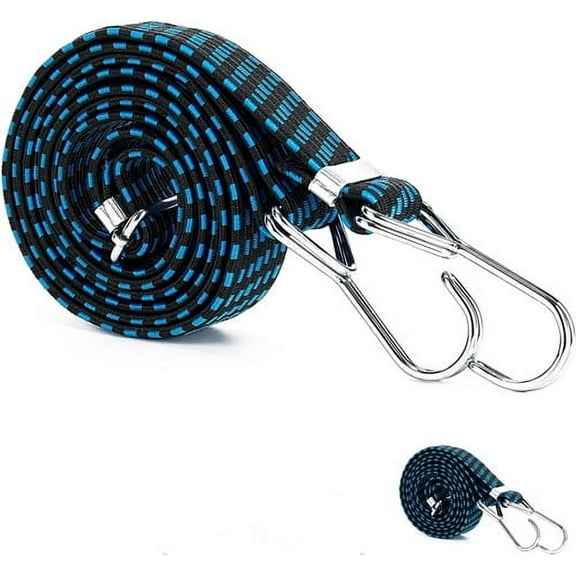 Heavy Duty Rubber Bungee Cords with Hooks Outdoor, 2 PCS Adjustable Long Elastic Tie Down Bungee Straps Set for Moving Cargo, Bike, Luggage Rack, Gardening, Camping, Hand Carts (78.7in)