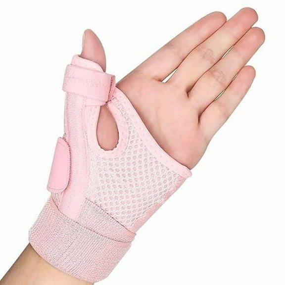 Hautllaif Thumb Support Brace, Adjustable Thumb Stabilizer Splint for Left or Right Hand, Soft and Breathable, Pink