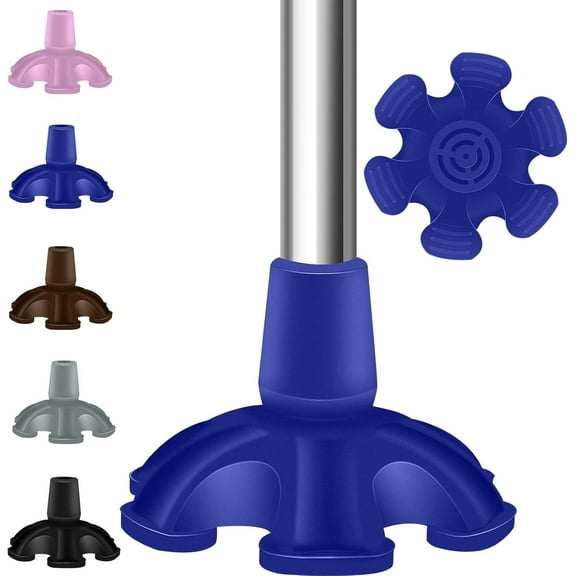 Heavy Duty Rubber Cane Tip - 6 Support Feet, 3/4 inch, Self Standing for Walking Canes & Sticks