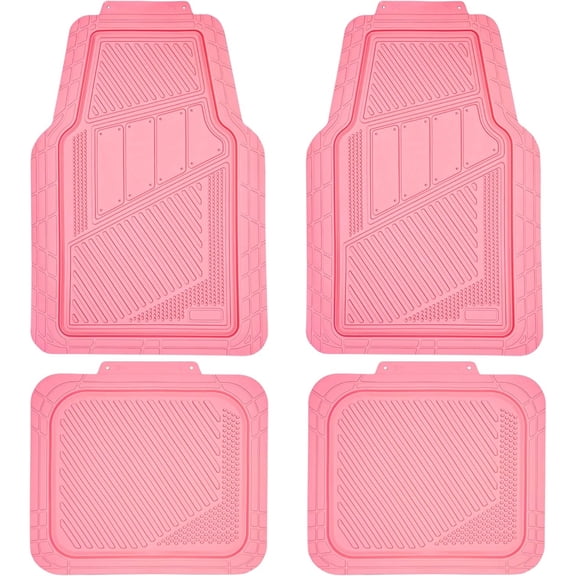 Heavy Duty Rubber Floor Mats 4-Piece,Pink Car Mats Full Sets Anti-Slip,Waterproof Universal Trim-to-Fit for Car SUV Truck, Durable All Weather Automotive Car Mats for Women,Girly(All Pink)