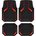 thumbnail image 1 of Heavy Duty Rubber Floor Mats, Red Aluminum Film Car Mats Set, Front and Rear Car Mats with Anti-Slip Backing, All Weather Protection, Trim-to-Fit for Automotive SUV, Sedan, Van, 1 of 8