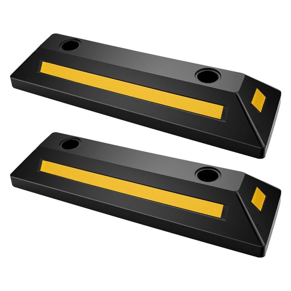 Heavy Duty Rubber Parking Blocks,2-Pack 21.6" Garage Floor Stoppers with Reflective Strips for Cars,Trucks,Vans-Tire Guide Wheel Chocks Bumpers