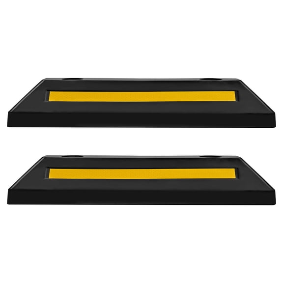 Heavy Duty Rubber Parking Blocks 2 Pack 21.6 Inch Garage Floor Stoppers with Reflective Strips for Cars Trucks Vans Tire Guide Wheel Chocks Bumpers