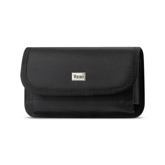Heavy Duty Rugged Black Horizontal Case and Metal Clip on the back compatible with Kyocera DuraForce Pro 3