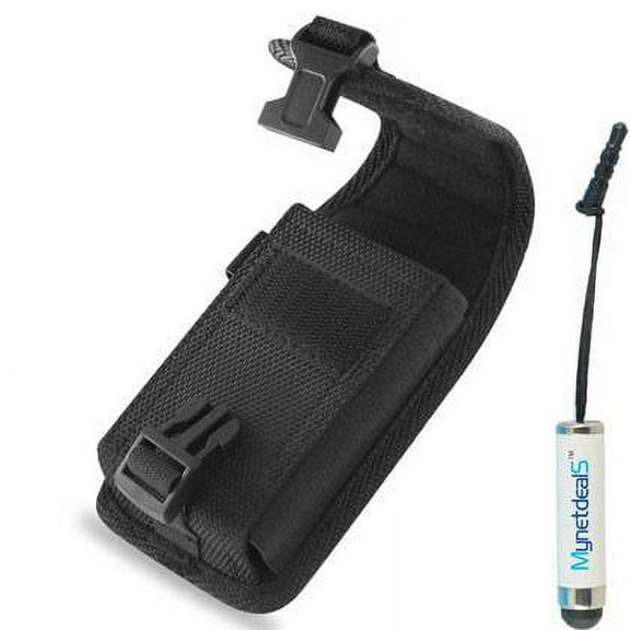 Heavy Duty Rugged Canvas Case Pouch for HTC Desire 630 - with Clip Closure and Metal Clip W/ Belt Loop. (Plus Size will Fit Phone with a Medium Size Hybrid Cover on ) + MYNETDEALS TM Mini Touch Screen