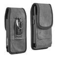 thumbnail image 1 of Heavy Duty Rugged Denim Fabric Case Belt Clip Holster w/Carabiner Keychain Hook and 2 Card Slots (Dark Grey) for OnePlus Nord N30 5G, N300 5G, 1 of 6