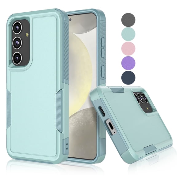 Heavy Duty Rugged Phone Case compatible with Samsung Galaxy S24, Shockproof Hard Plastic Rubber Bumper, 2 in 1 Protective Cover