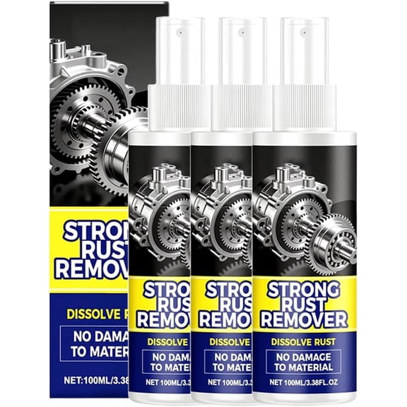 Heavy Duty Rust Remover Spray for Metal – Iron Out Stain Remover for Vehicles, Tools, Chains, Industrial Strength Metal Cleaner & Restorer(RL 3 PCS)