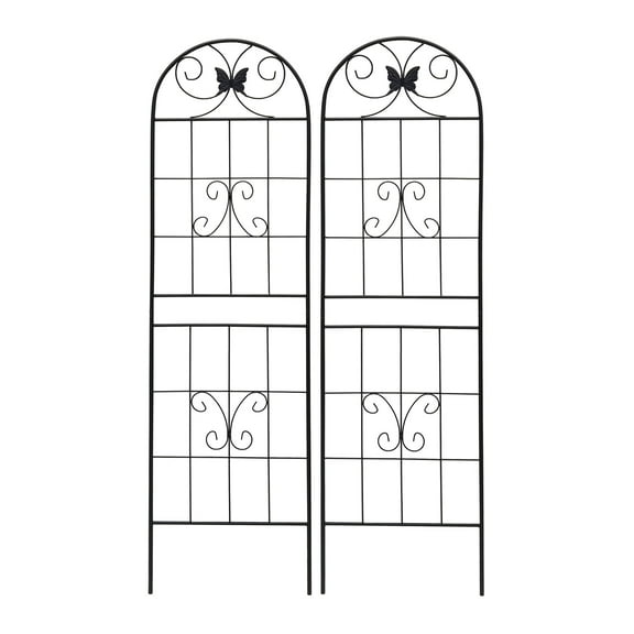 Heavy Duty Rustproof Black Iron Garden Trellis 2 Pack  71" x 19.7" For Potted Plant Support & Climbing Vines
